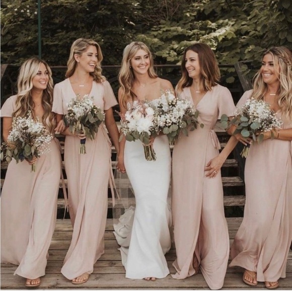 Show Me Your Mumu Noelle Flutter Wrap Pink Mauve Maxi Dress size small - Picture 7 of 16